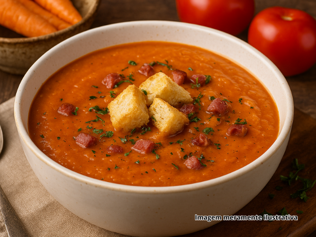 Sopa de Tomate com Calabresa