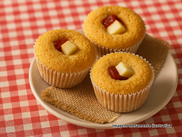 CUPCAKE DE FLOC�O TERRINHA COM GOIABADA E QUEIJO 