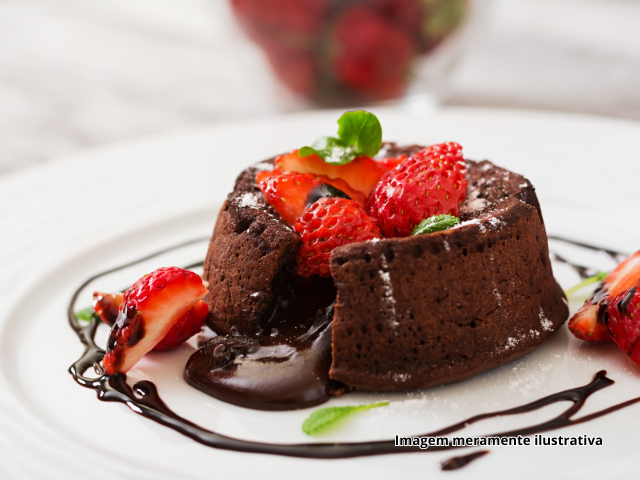 Bolo de chocolate com morangos